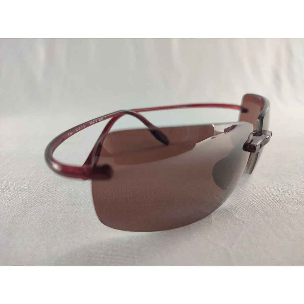 Maui Jim Splash MJ-577 Rimless Polarized Sunglasses Red Bronze Lens Japan + Case